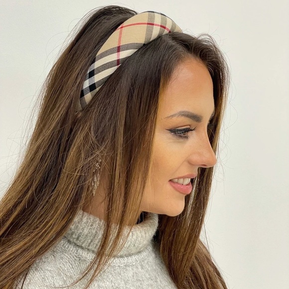 Accessories - Preppy Plaid Beige Alice BB Headband Soft